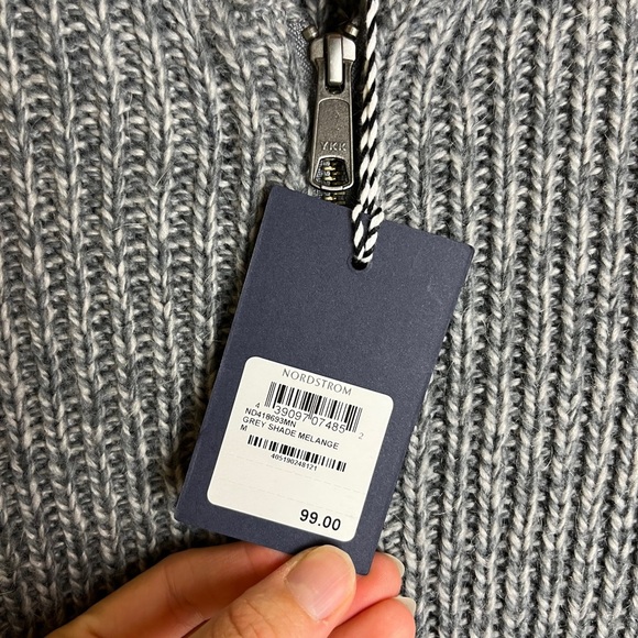 1901 NWT Nordstrom Men’s M Gray Zip Front Cardigan Sweater Mohair Wool Preppy - Picture 4 of 10